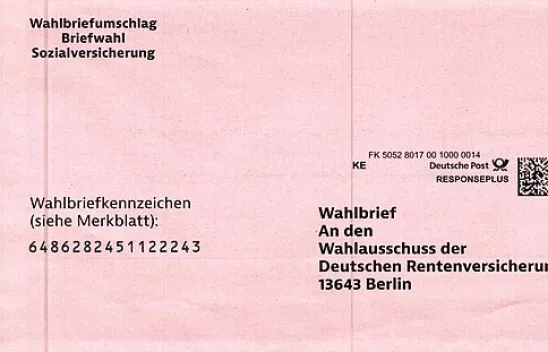 Wahlbriefumschlag für die Sozialwahlen 2023