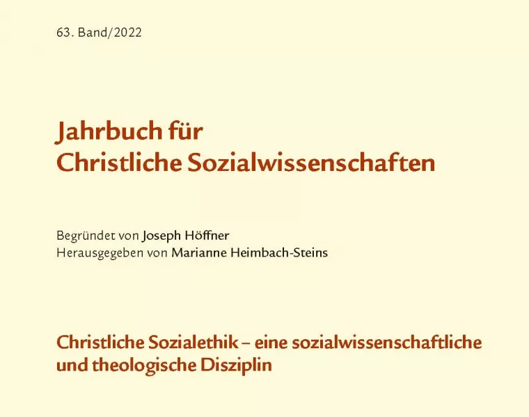 Titel des 63. Bands des Jahrbuchs für Christliche Sozialwissenschaften.