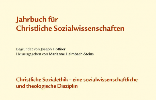 Titel des 63. Bands des Jahrbuchs für Christliche Sozialwissenschaften.