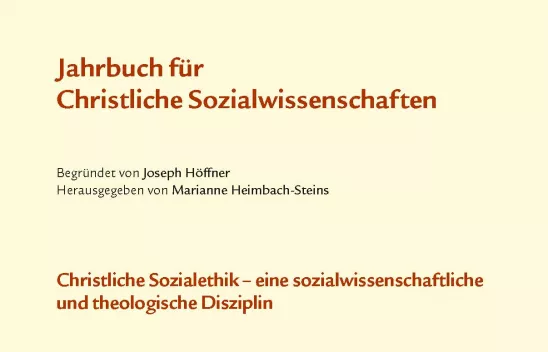 Titel des 63. Bands des Jahrbuchs für Christliche Sozialwissenschaften.