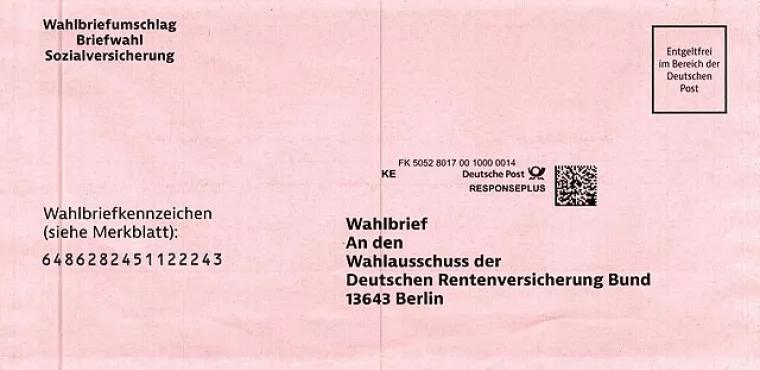 Wahlbriefumschlag für die Sozialwahlen 2023