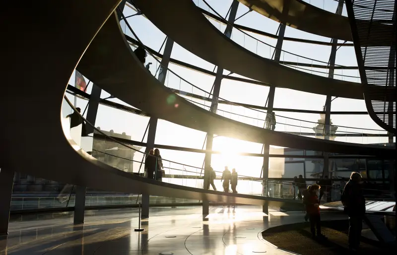 Inennansicht der Kuppel im Reichstagsgebäude des Deutschen Bundestags